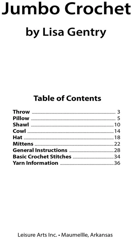 JUMBO ~ Crochet Pattern Book ~ Afghan, Pillow, Hat, Shawl, Cowl & Mittens - Image 2 of 4