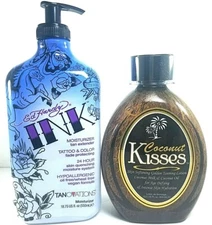 Ed Hardy COCONUT KISSES Tanning lotion + INK Moisturizer Gift set
