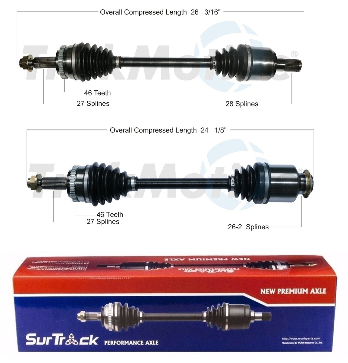 SurTrack Pair Set of 2 Front CV Axle Shafts For Hyundai