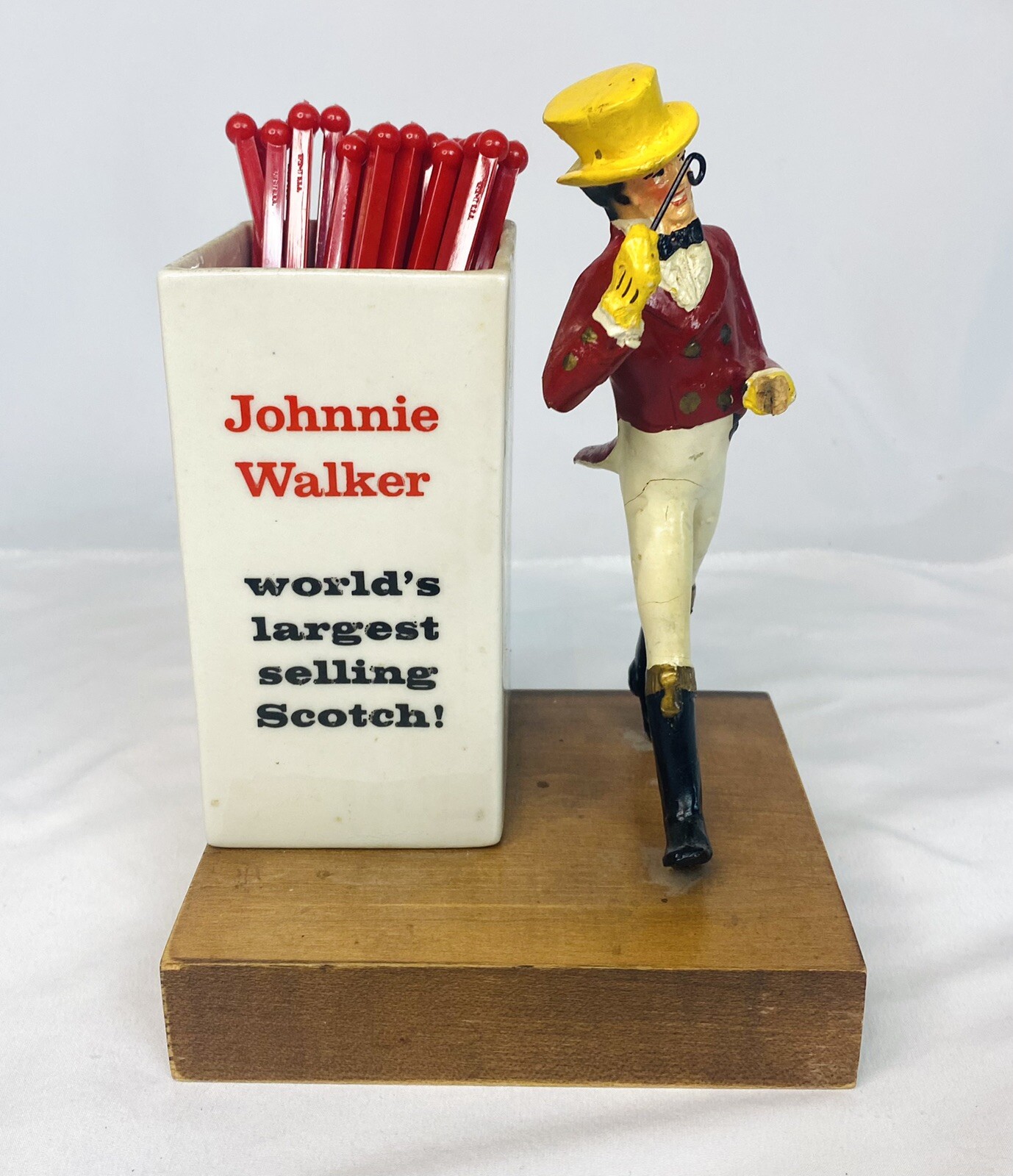 VTG Johnnie Walker Figure Scotch Swizzle Stick Holder Display Advertising eBay