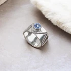 Round Tanzanite Gemstone 925 Sterling Silver Jewelry Handmade Blue Stone Ring