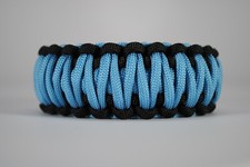 550 Paracord Survival Bracelet King Cobra Black/Carolina Blue "Made in the USA"