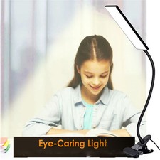 Clip-On Lamp USB Desk Lamp Reading Table Lamp LED Dimmable Light Black Night