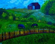 Old Farm Modern Natasha Petrosova Original Painting Impressionism 16"x20"