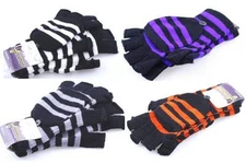 1 Pair Women's Girl's Winter Fingerless Half Finger Knit Gloves With Cover