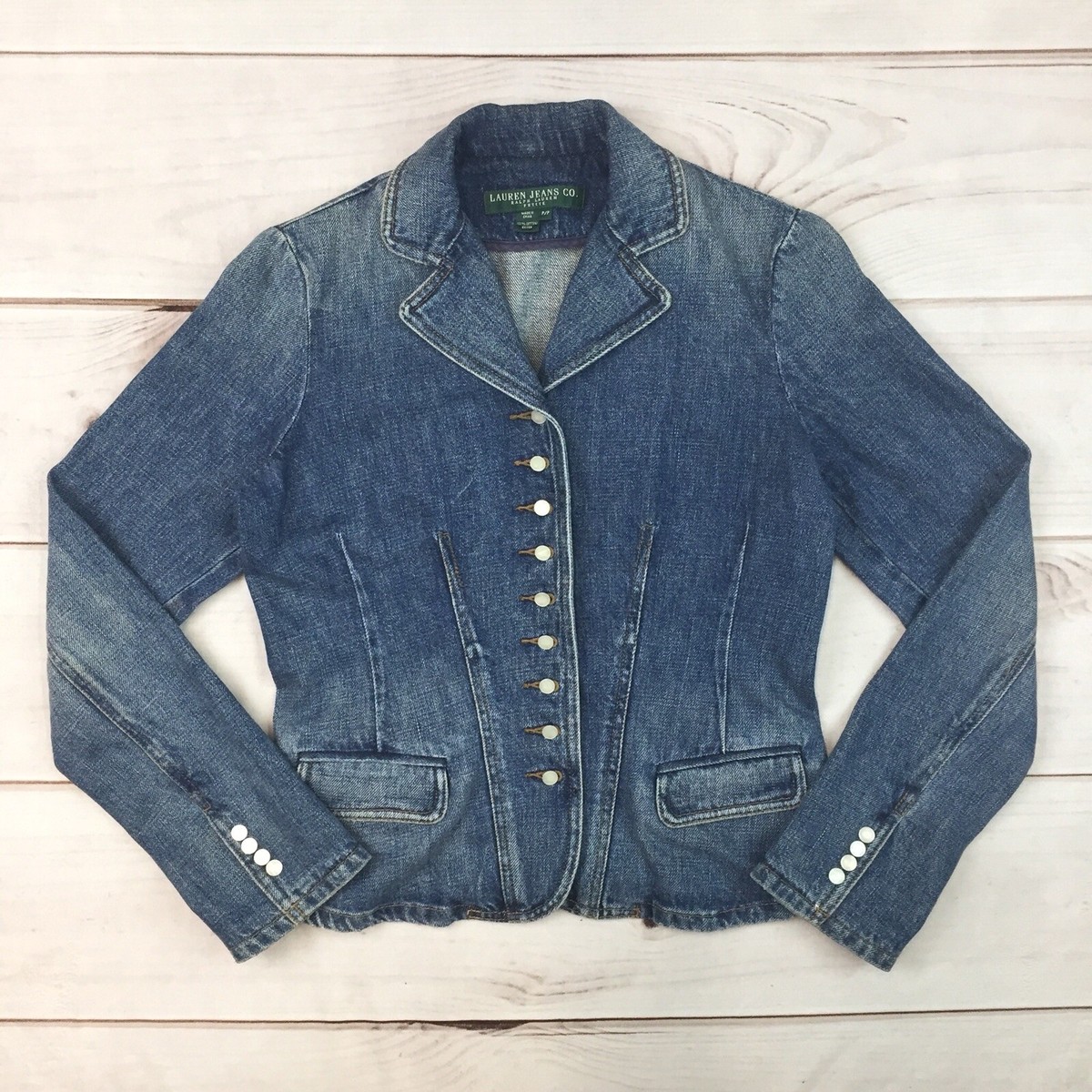 Ralph Lauren Jeans Women's Petite P Blue Denim Button Up Cropped