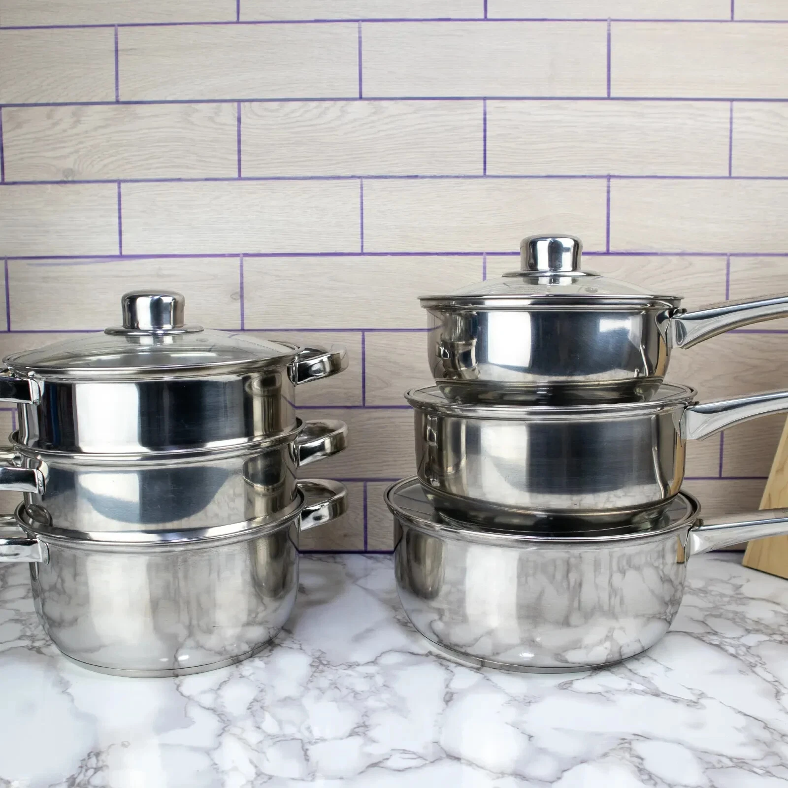 Stainless Steel Cookware & Steamer Set Saucepan Pan & Pot Set Kitchen Cooking
Opens in a new window