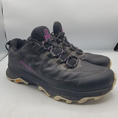 Merrell Womens 8.5 Moab Speed Vibram Sole Trail Running Shoes Black J135404