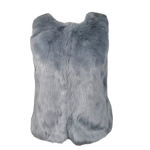 Grey Gray Faux Fur Vest Womens Size 