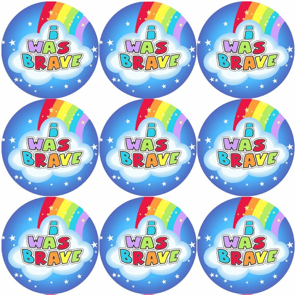 144 I was Brave Rainbow Bravery Reward Stickers Teachers, Nurse - Size 30mm
