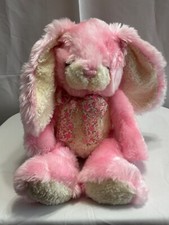 Plush Pink Bunny With Pink Floral Bow Tie 12" Easter Stuffed Animal