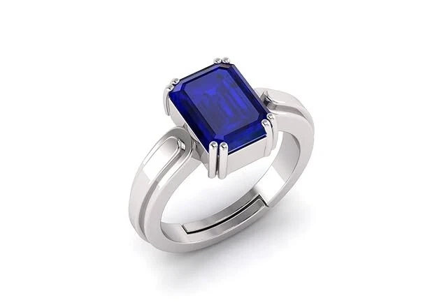 Anillo ajustable de zafiro azul con anillo de neelam de 8,50 quilates para hombre y mujer Foto 2 de 4