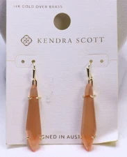 Kendra Scott Alice Catseye 14K Gold Over Brass Drop Earrings in Coral Catseye