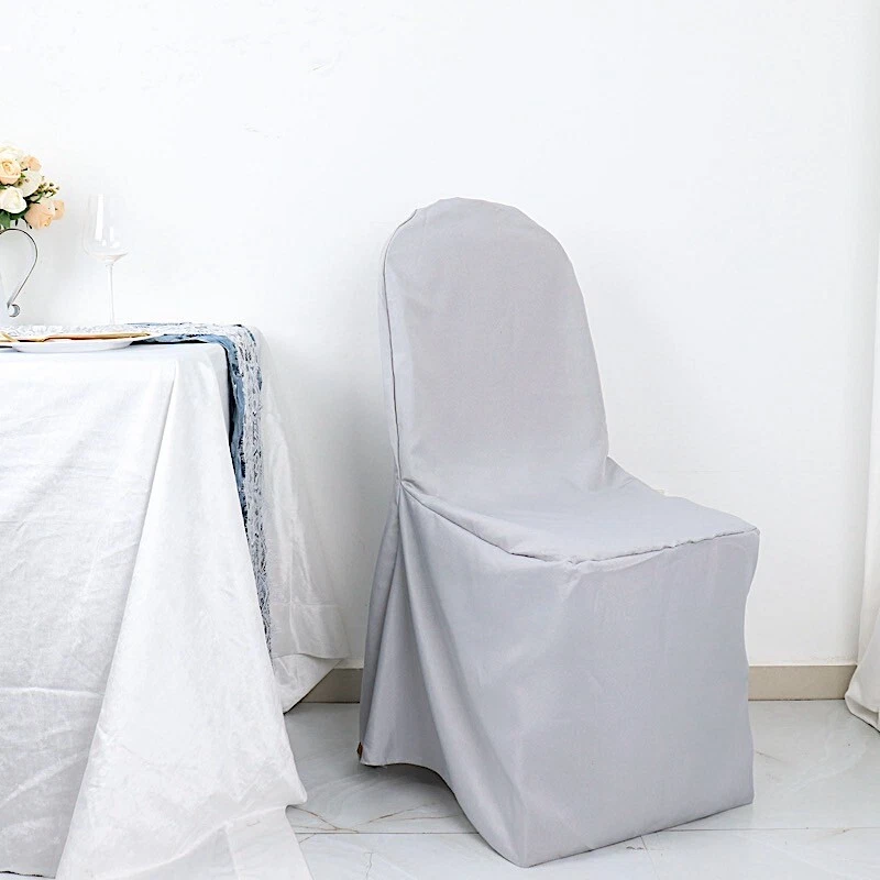50 Silver POLYESTER BANQUET CHAIR COVERS Wholesale Wedding Party Decorations