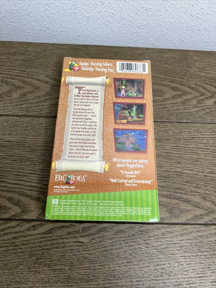 NEW VeggieTales Esther The Girl Who Became Queen Lesson in Courage VHS 2000  - Image 3 of 4