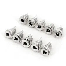 10Pcs Brass 5.5 x 2.5mm DC Power Female Jack Panel Mount Socket Connector