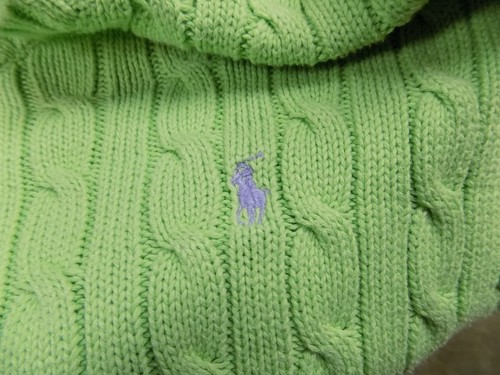 Polo Ralph Lauren Cable Knit V Neck Sweater Size M Long Sleeves Green - Bild 4 von 5