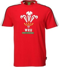 New Men's Wales WRU Welsh Rugby Union Contrast Feathers T-Shirt Crew Neck Top