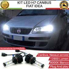 KIT FULL LED PER FIAT IDEA LAMPADE A LED H7 6000K BIANCO 12800 LUMEN CANBUS LED
