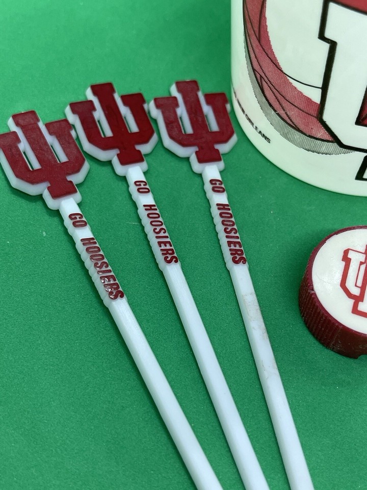Vintage Indiana University Hoosiers Swizzle Sticks Cup Pencil Sharpener
