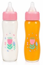 Disappearing Magic Bottles for Dolls Milk and Juice Toy Set Pink Flower Theme