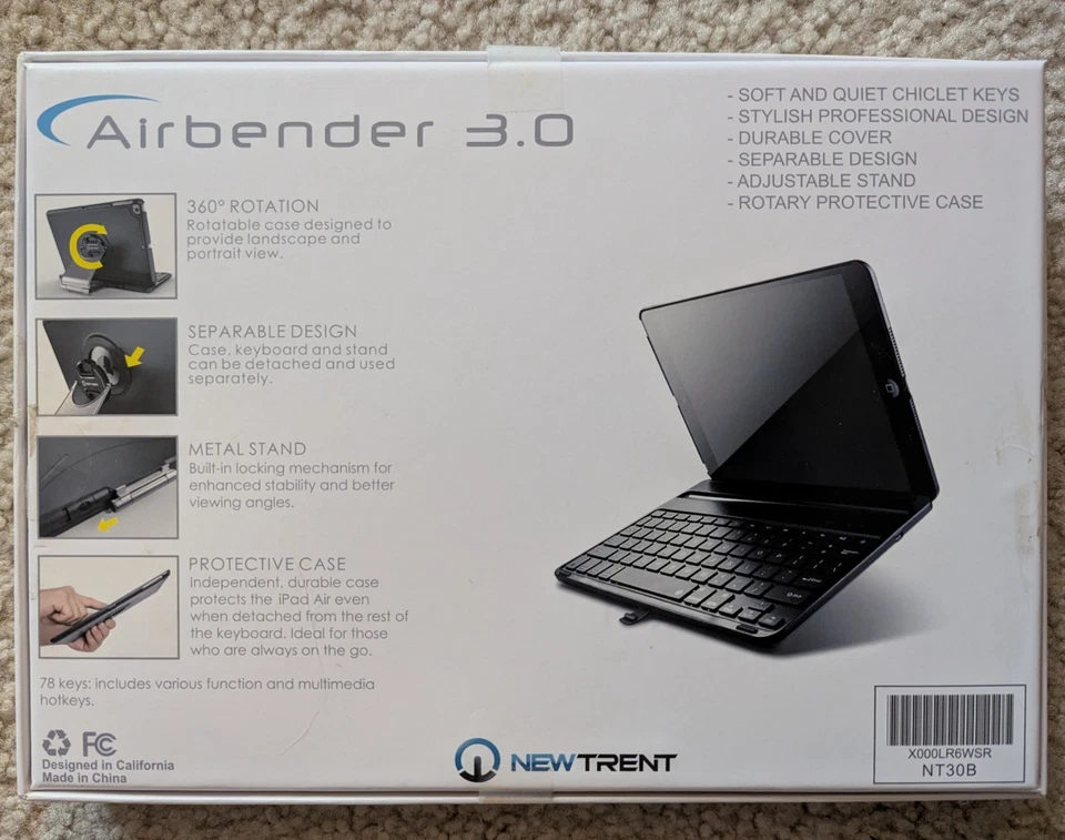 Nova Capa Teclado Sem Fio Trent NT30B Airbender 3.0 para iPad Air 1 e iPad Air 2 - Imagem 2 de 4