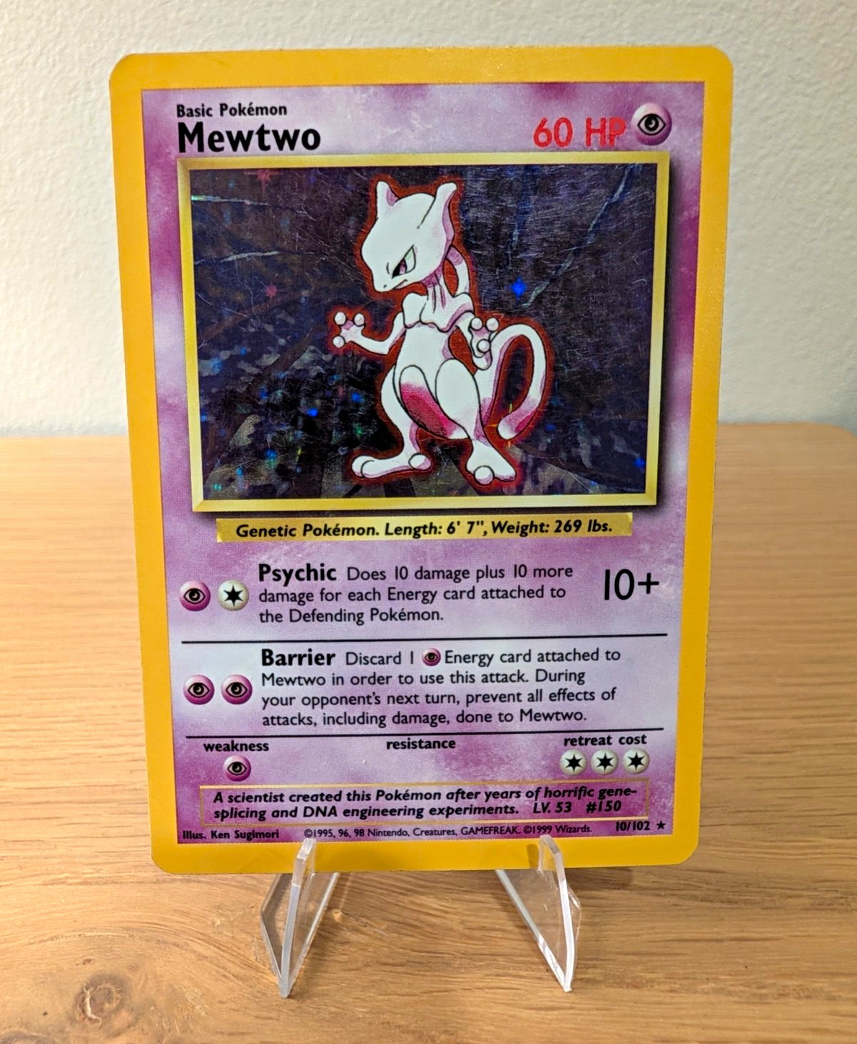 Pokemon TCG Mewtwo 10/102 Base Set Holo Rare EN 1999 WotC 60 HP Basic
