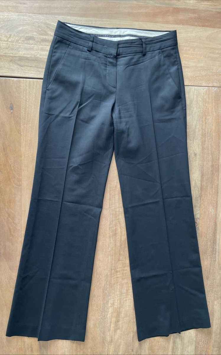 ladies bootcut dress pants Theory Womens 30x30.5 Lightweight Wool Black Office Career look-zaylee-buckle-vest-tор-white