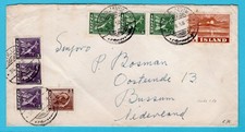 ICELAND air cover 1950 Reykjavik to Netherlands