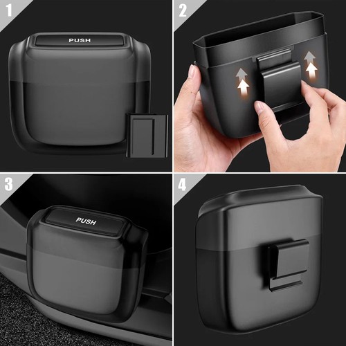 Mini Car Trash Can Hanging Storage Box Car Door Garbage Bin Built-in Trash Bag - Bild 8 von 13