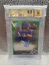 LEODY TAVERAS 2017 BOWMAN CHROME 1ST AUTOGRAPH GREEN AUTO /99 BGS 9.5 MLB