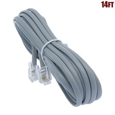 14FT 28 Gauge RJ11 4C Reverse Telephone Phone Line Extension Cord Cable Wire