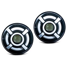 2pcs 7" Round White  Amber Headlights Turn Signal HI/LO Beam DRL Daytime Run...