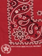 Vtg Antique RED CRAFTED WITH PRIDE USA Cotton Biker BANDANA Kerchief 21" x 20"