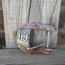 Cowboy Trophy Rodeo Style Belt Buckle with hj