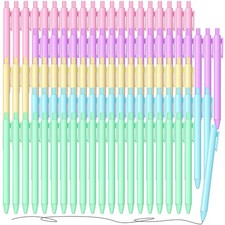 50 Pcs Retractable Black Gel Ink Pens, 0.5mm Fine Point, Pastel, Office, School
