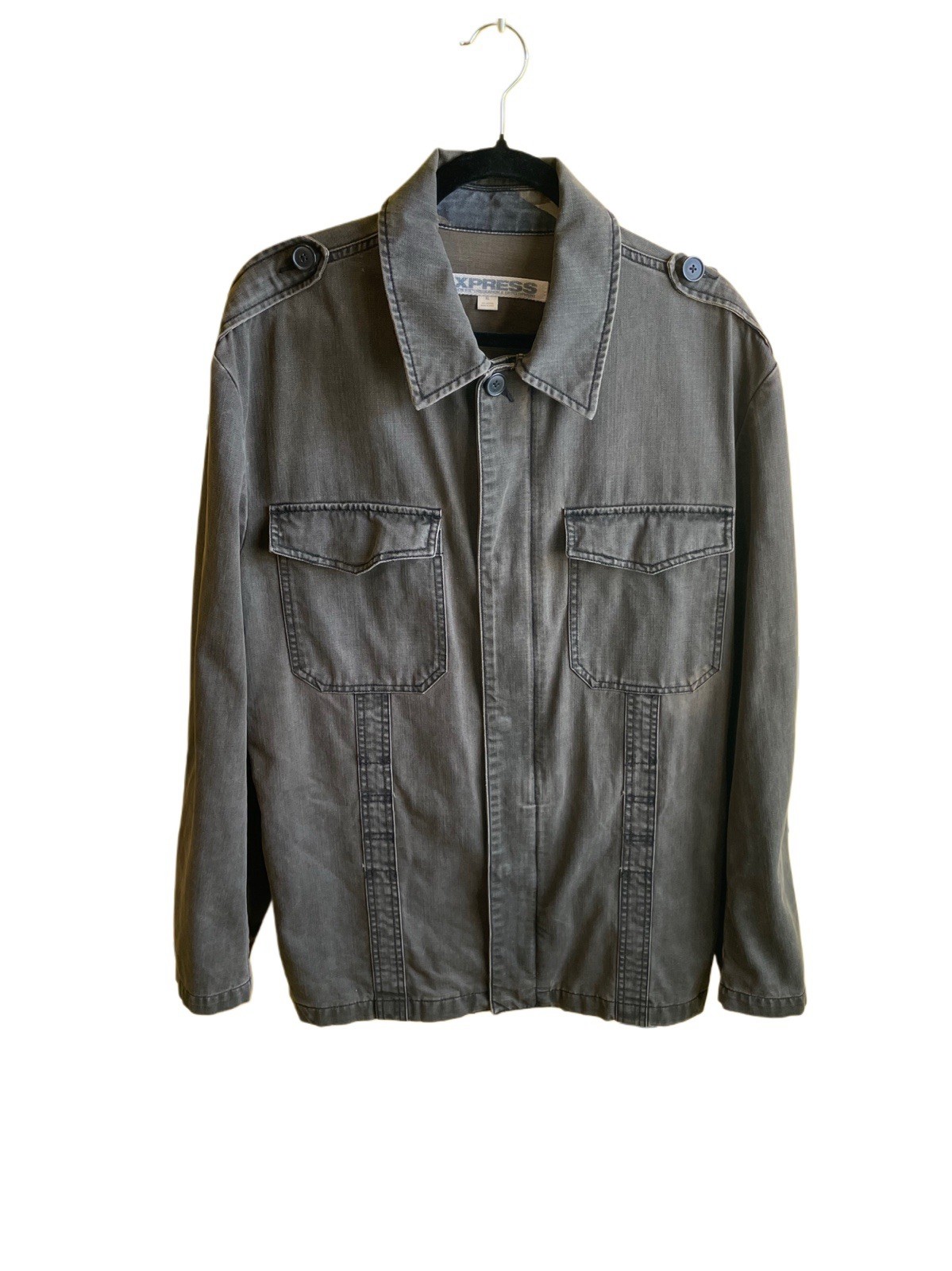 Express Gray Field Jacket Camo Lined Utility Mili… - image 1