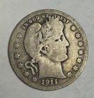 1911 D Barber Silver Quarter, Tougher Date, ~AG, $.25 US Coin, FREE SHIPPING!