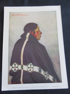 Early color Print of Red -Woman. Southern Cheyenne Copyright 1899 E.A. Burbank