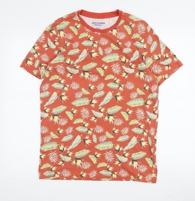 Herren T-Shirt UK Größe S JACK & JONES Orange Baumwolle