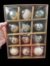 Tinsel and Fir Kugel Style Glass Christmas Ornaments Set of 11