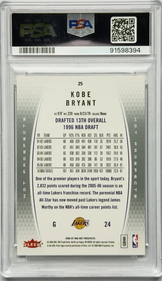 Kobe Bryant #25 2006 Fleer Hot Prospects PSA 10 Lakers - Image 2 of 2