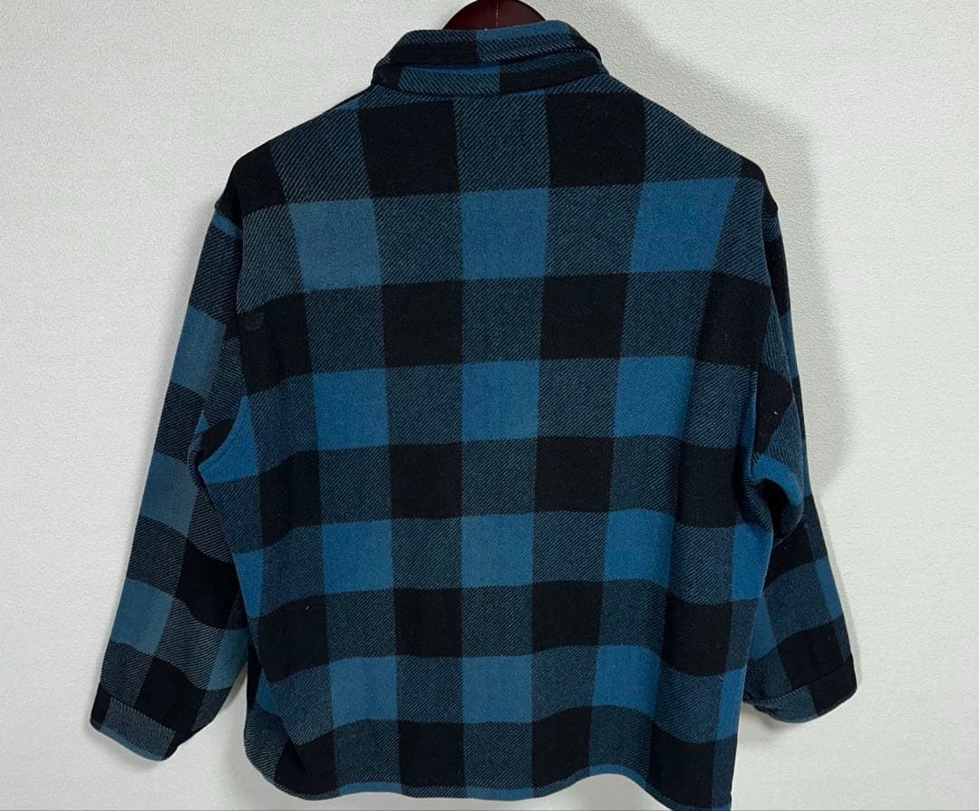 80s Pendleton Wool Blanket Jacket Buffalo Check B… - image 2
