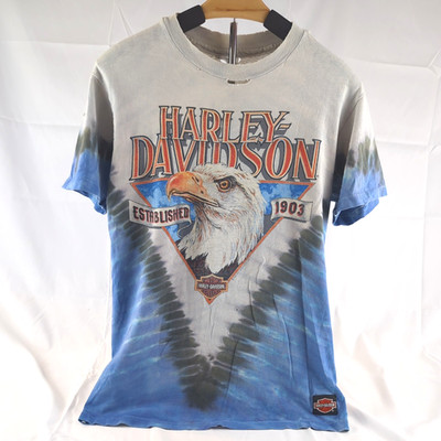 Vintage 1991 Harley Davidson Men's Tye Dye Eagle Shirt Sz M  heavily distressed 