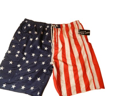 North 15 Black Label Swim Trunks Board Shorts American Flag Mens