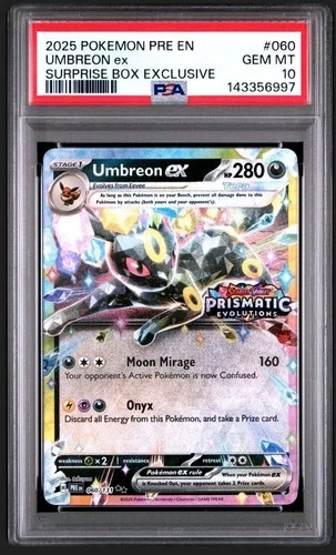 Umbreon Ex Pokemon Pre En-Prismatic Stamped 060 NM PSA 10