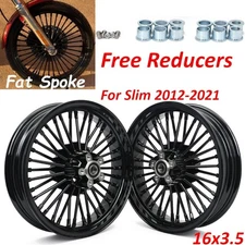 16x3.5 Fat Spoke Wheels Rims for Harley Softail Slim FLSL 2012-2021 Gloss Black