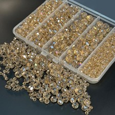 Crystal Glass Beads 800pcs 4mm 6mm 8mm 10mm Round Gold Champagne Jewelry Making