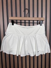 New Nike Tennnis Skirt Medium Womens White Dri-Fit Stretch Lined Pleated