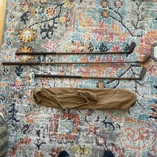 Vintage/Antique hickory Wood Shaft Golf Club Set, 1 driver, iron, putter 1 bag